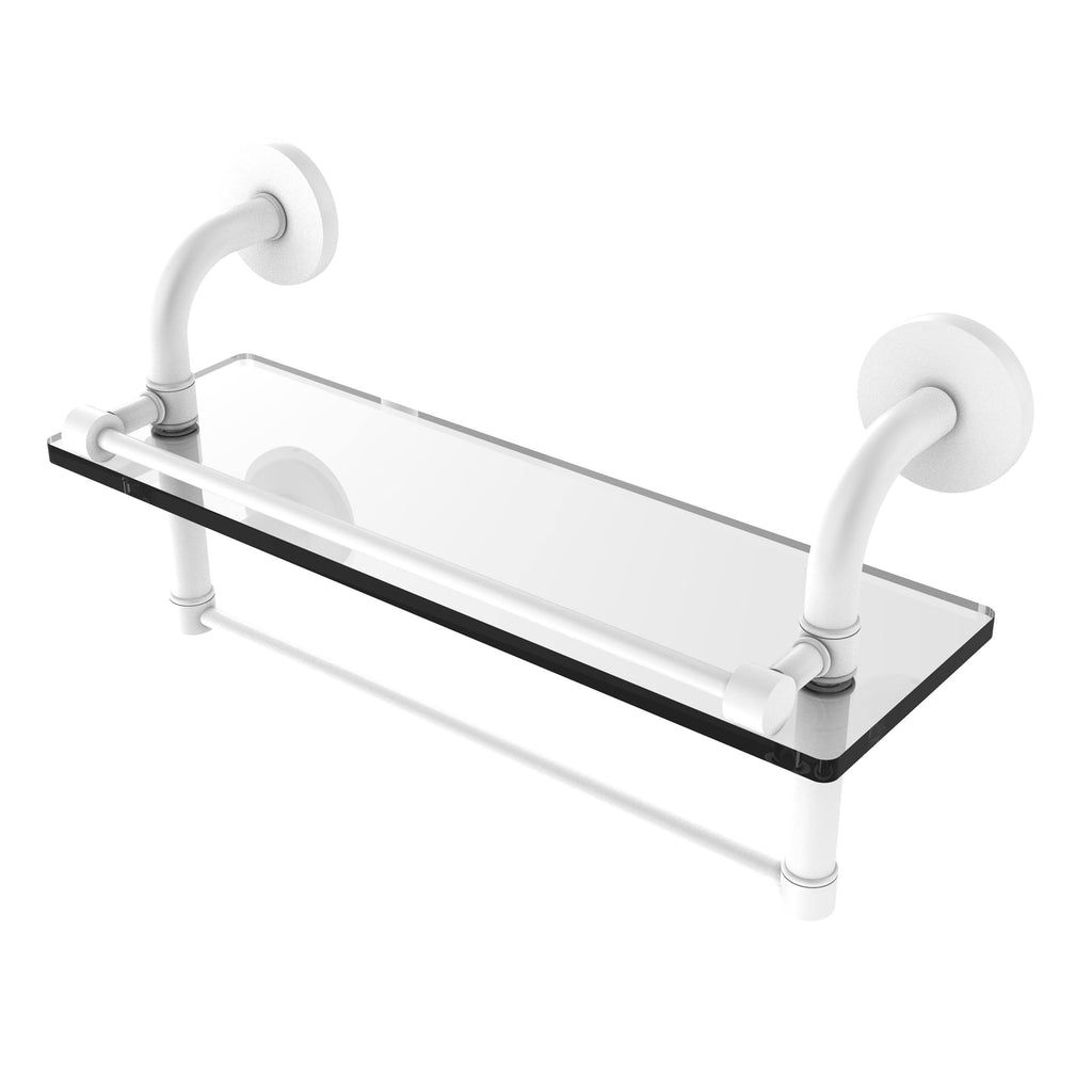 Antique Pewter 22 inch Glass Shelf with Towel Bar B8536