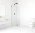 Frameless Shower Door Single Fixed Panel Satin Brass in Gold F649