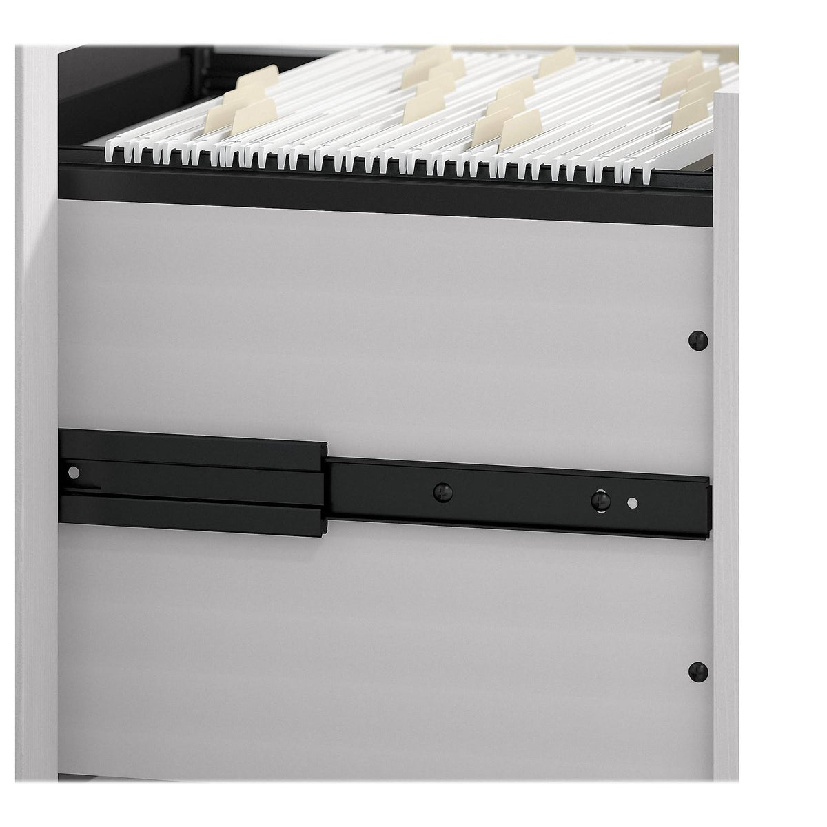 60W L Shaped Desk with 2 Drawer Mobile File Cabinet, Pure White Oak B5318