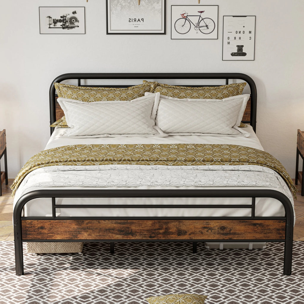 King Platform Bed Frame with Headboard T654