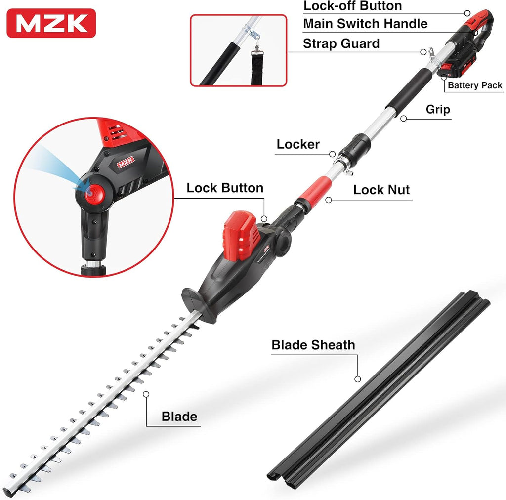 20V 21.3" Cordless Pole Hedge Trimmer with Steel Blade D818236