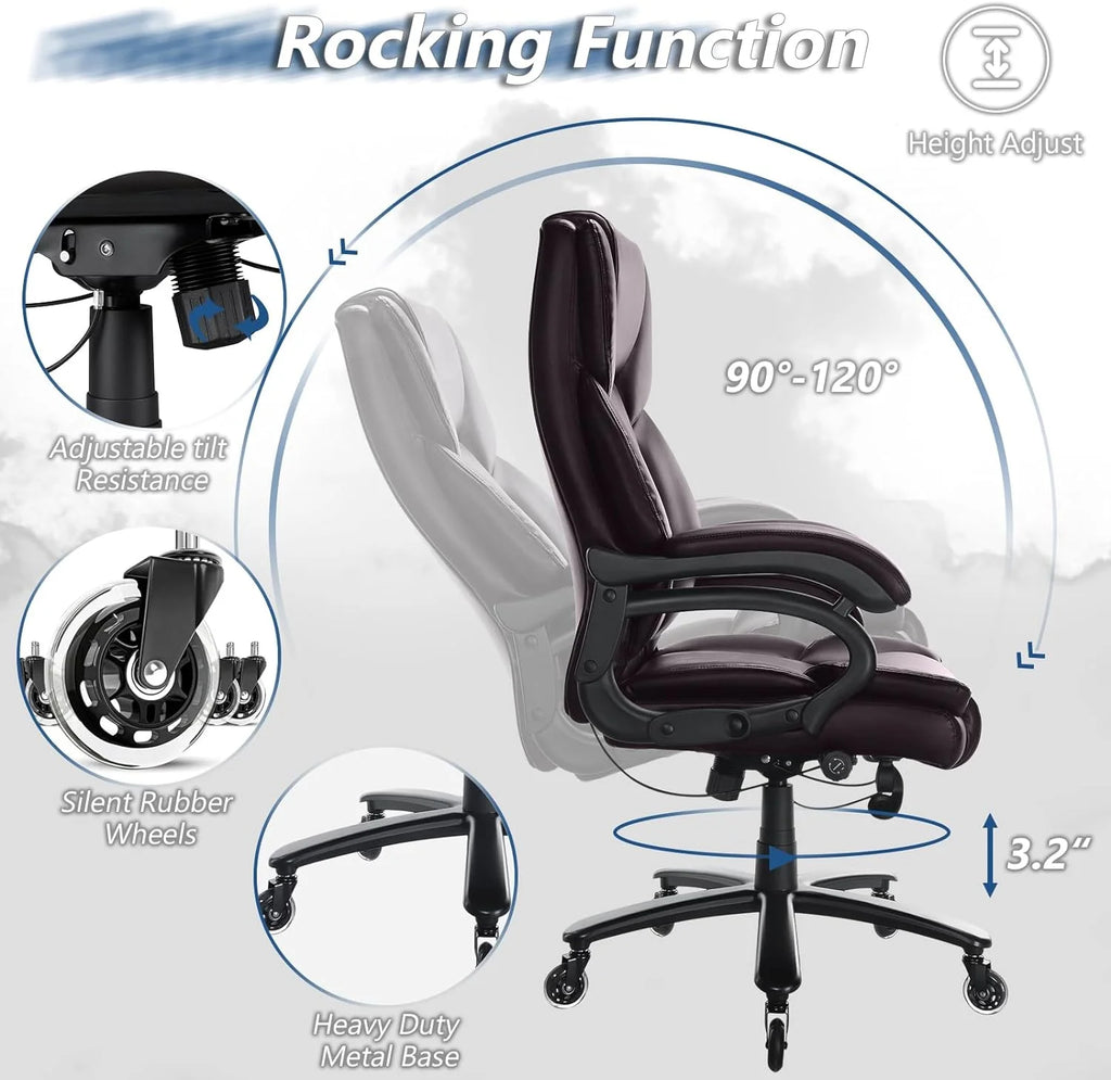 Heavy Duty Big and Tall Office Chair 500lbs High Back PU Leather Executive Desk Chair H992997