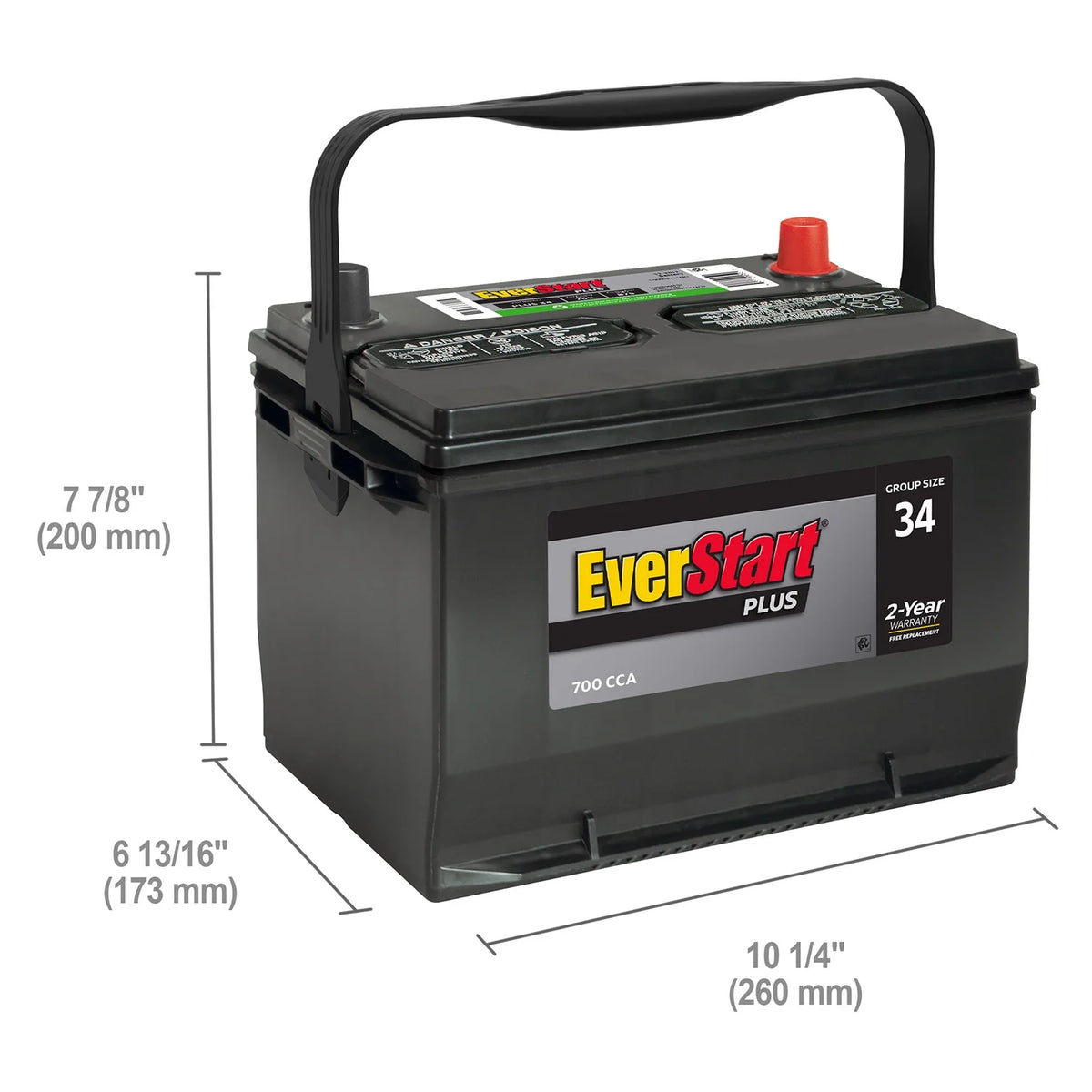 Lead Acid Automotive Battery, Group Size 34 12 Volt, 700 CCA B852549