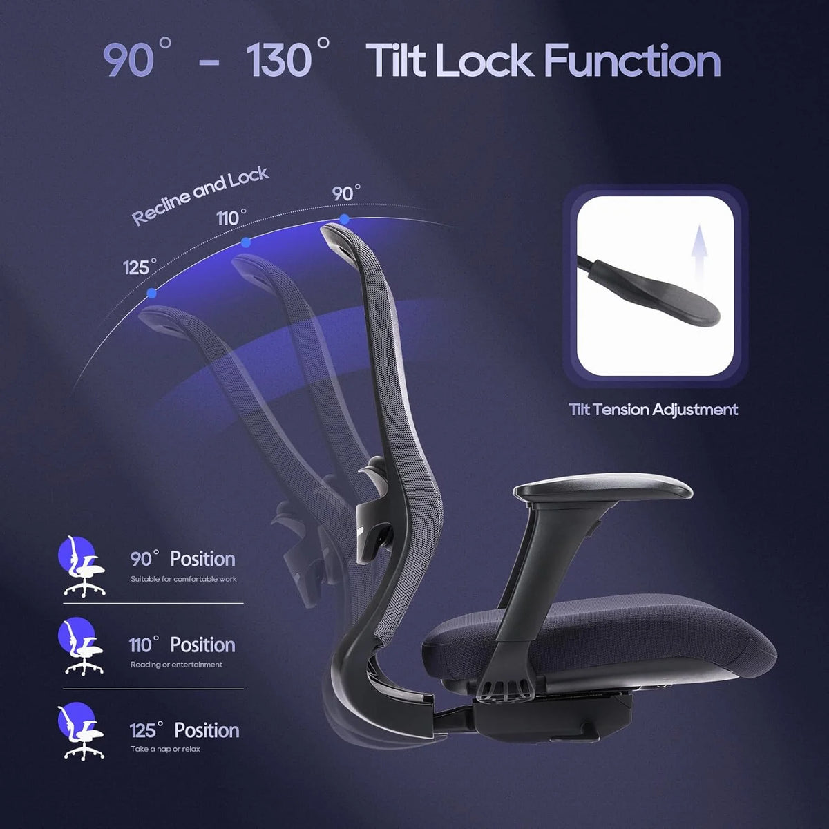Ergonomic Mesh Office Chair with 4D Armrests Grey Q9085