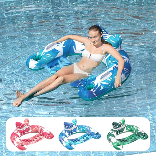 3 Pack Inflatable Pool Float Chairs with Cupholders & Handles N87324