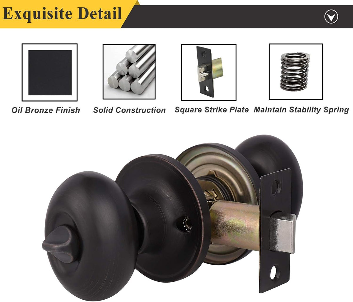 6 Packs Oil Rubbed Bronze Privacy Door Knobs with Lock X5497
