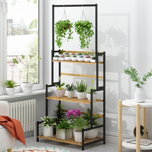 3 Tier Bamboo Foldable Plant Stand Shelf Rack J86471