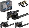 [3 Pack] Matte Black Passage Door Lever with Removable Latch Plate K6322