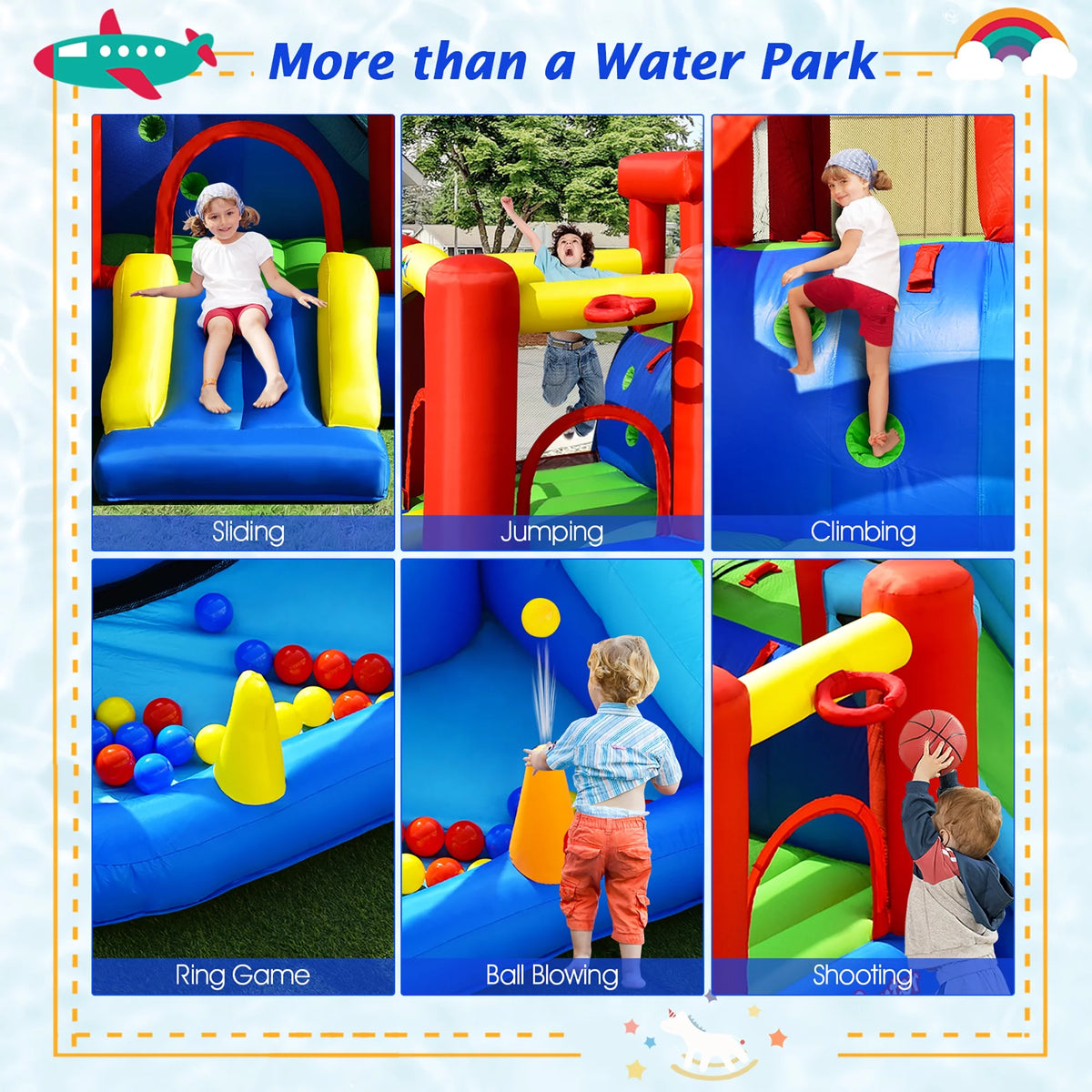 9-in-1 Inflatable Water Slide Bounce Castle Splash Pool V4199