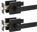 2 Pack Matte Black Heavy Duty Entrance Lever Door Handle E6423