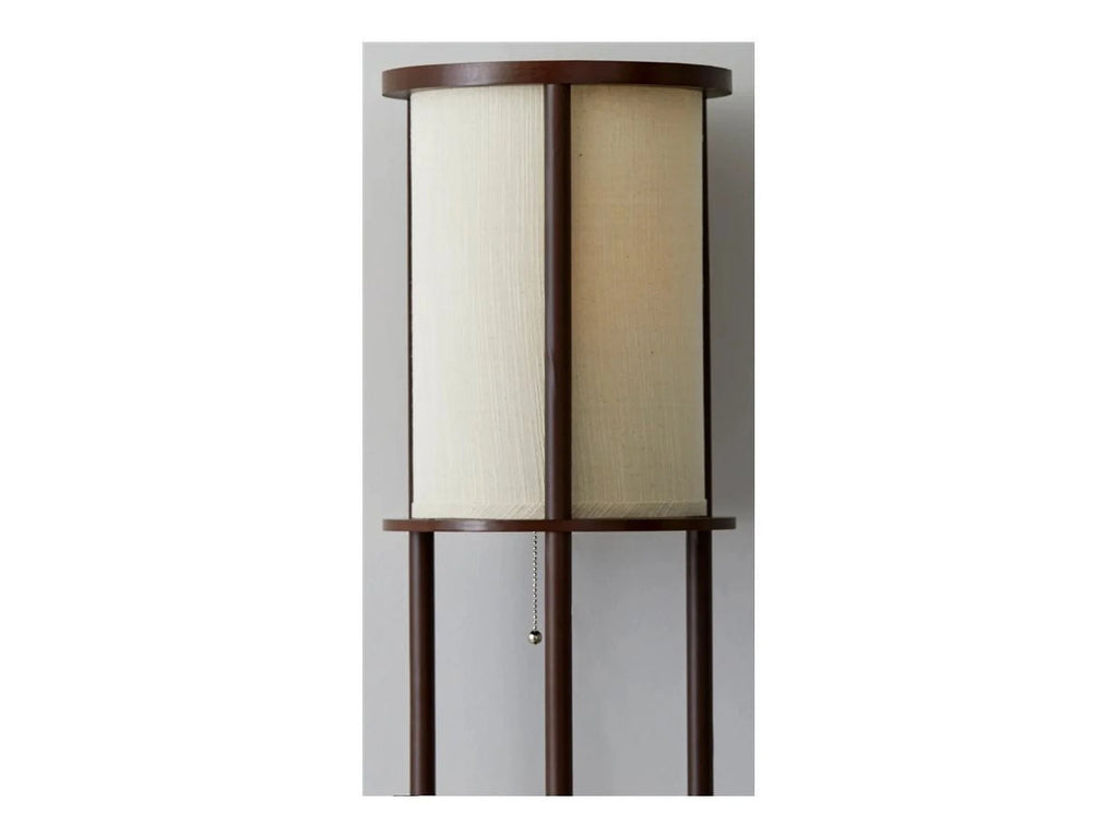 Round Shelf Floor Lamp with Walnut Wood Veneer U450