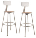 Heavy Duty Steel Stool with Backrest, Grey, Pack of 2 Q683021