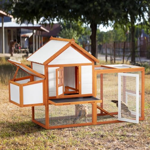 Wooden Chicken Coop with Run and Nesting Box Z55228