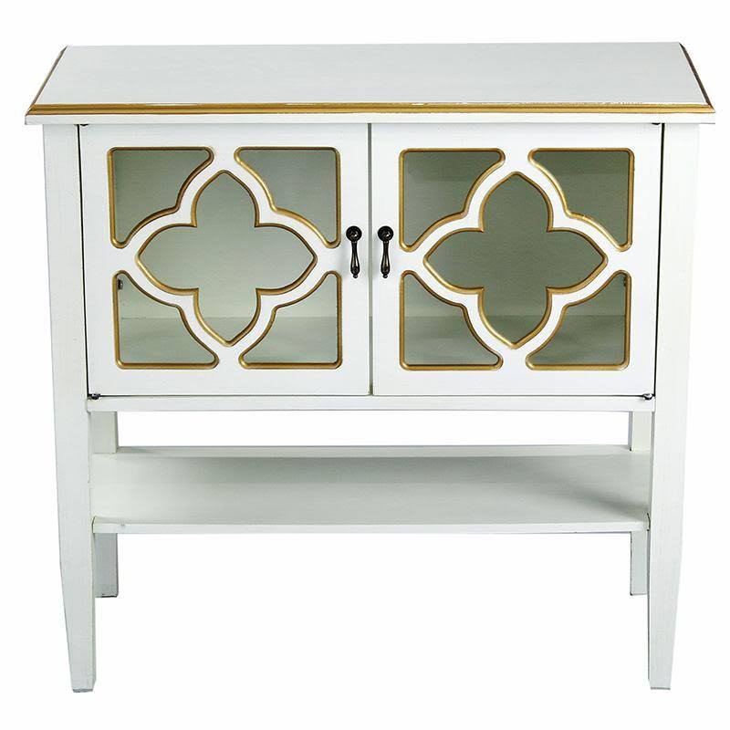 Antique White Wood Console Cabinet with 2 Doors and Shelf O700