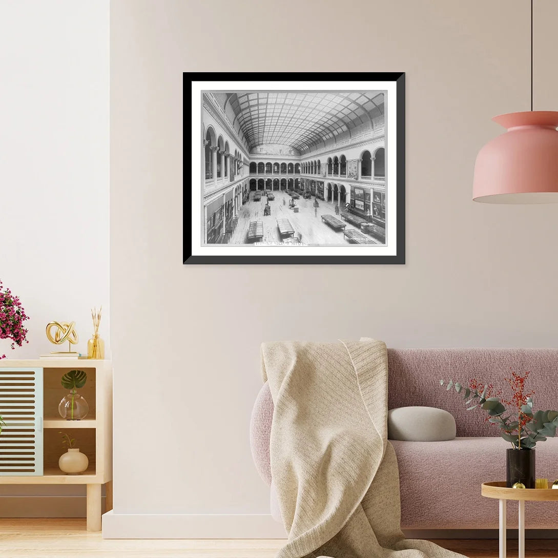 Historic Framed Print, panoramic view of interior from balcony, 17-7/8" x 21-7/8" N7486