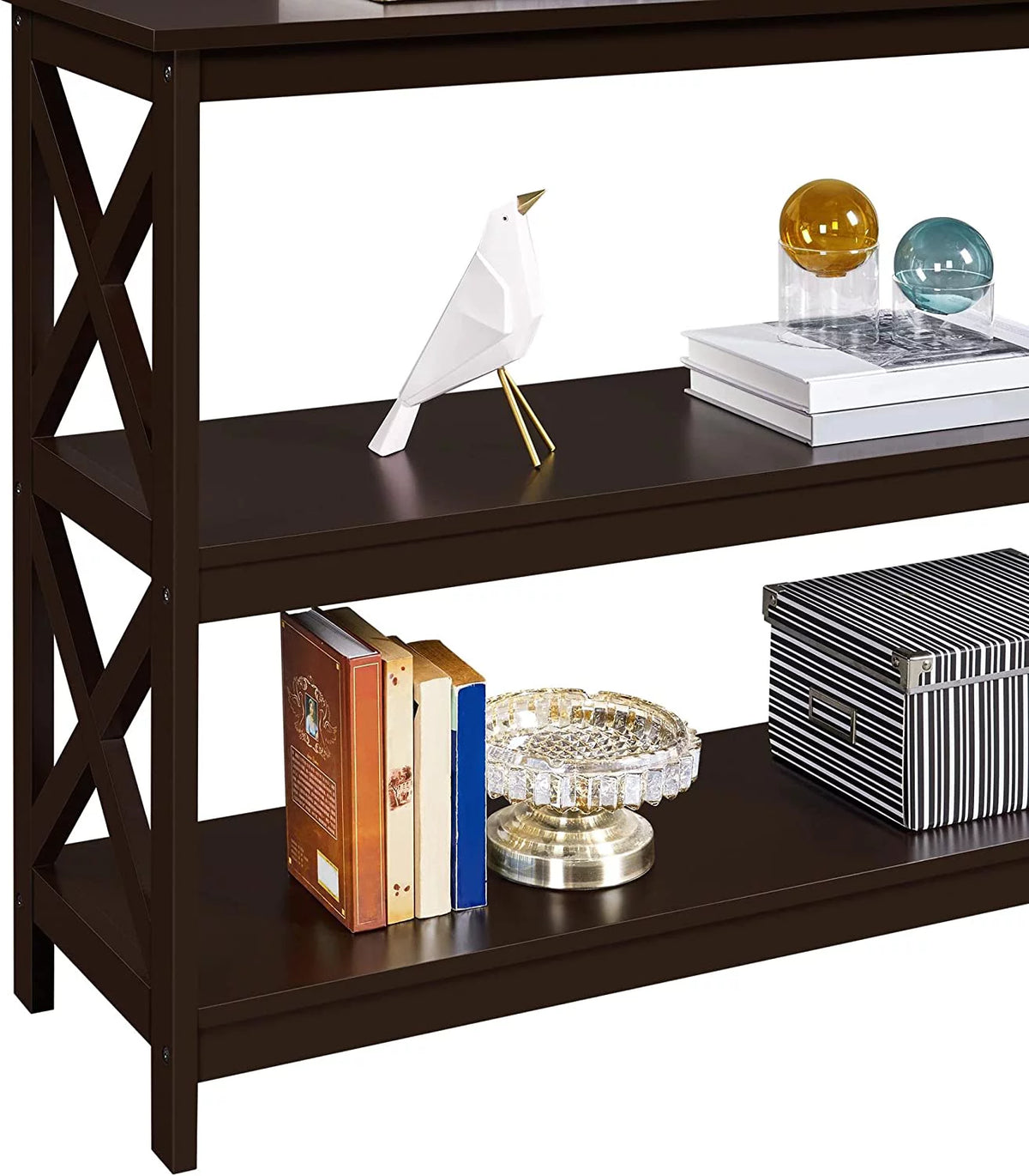 Espresso 3-Tier Console Table with Storage Shelves X57130