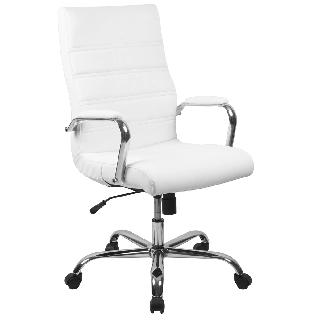 White High Back Executive Swivel Office Chair with Chrome Arms M760