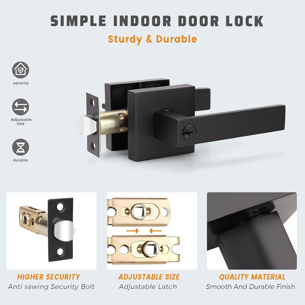 2 Pack Matte Black Heavy Duty Entrance Lever Door Handle E6423