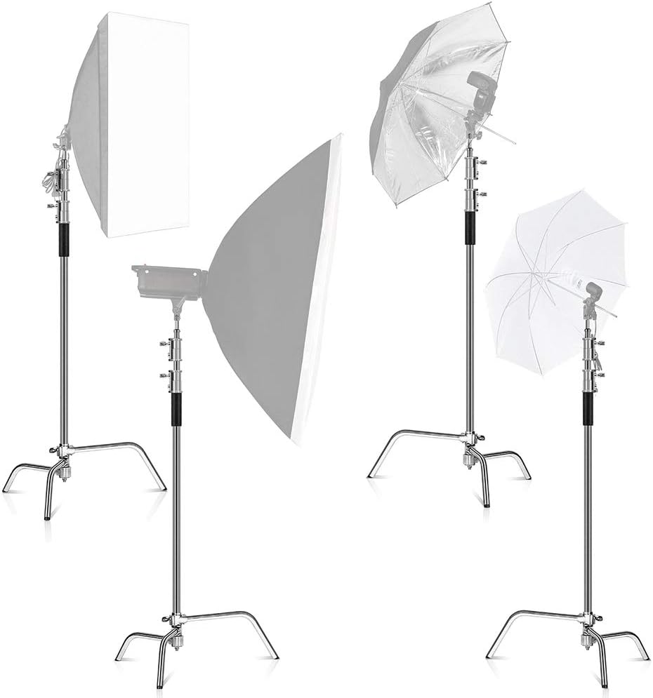 10ft Light Stand C-Stand on Turtle Base with 4ft Extension Boom Arm & 2 Pieces Grip Head L39949