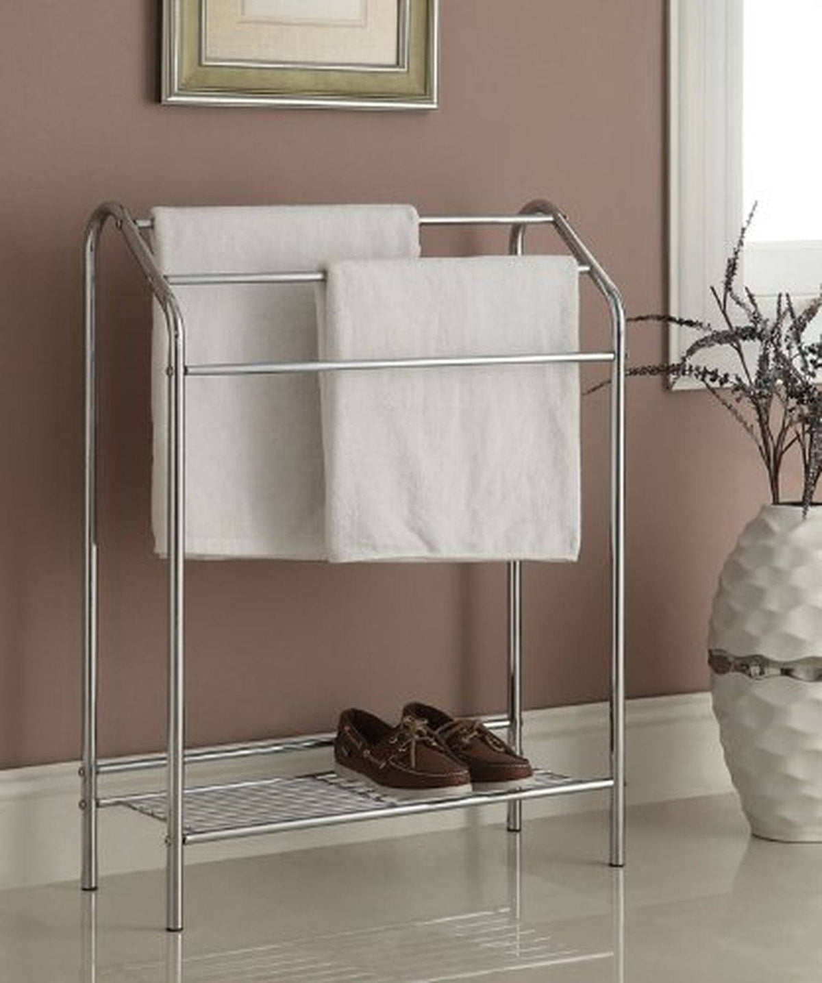 Chrome Finish Towel Bathroom Rack Stand Shelf E710022