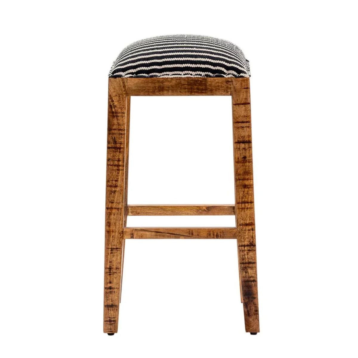 Black and White Wood Striped Barstool H384
