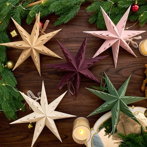 Flocked Paper Star Lantern 12 inch Foldable I738100