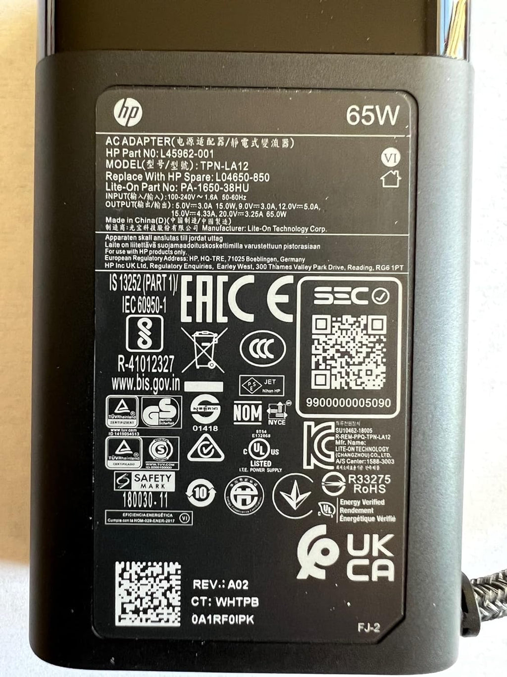 HP 65W USB C Replacement Power Adapter Pack of 2 L635560