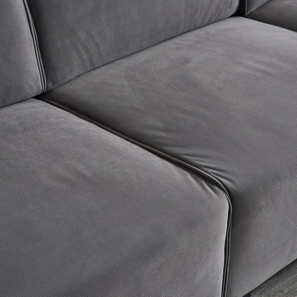 Dark gray flannel three-person sofa with side pockets W620
