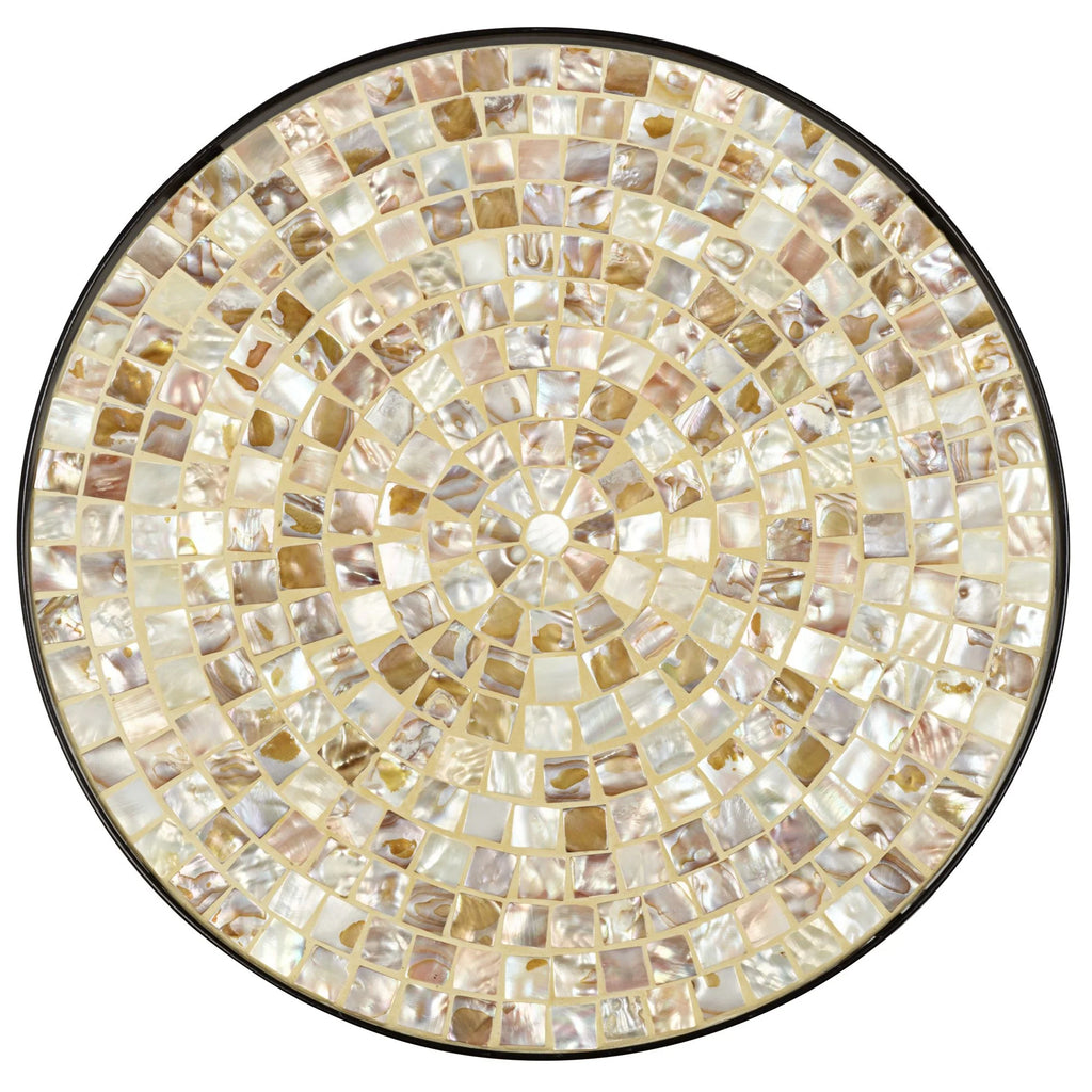 Black Round Outdoor Accent Side Table 14" Wide Mosaic Tabletop Z58215