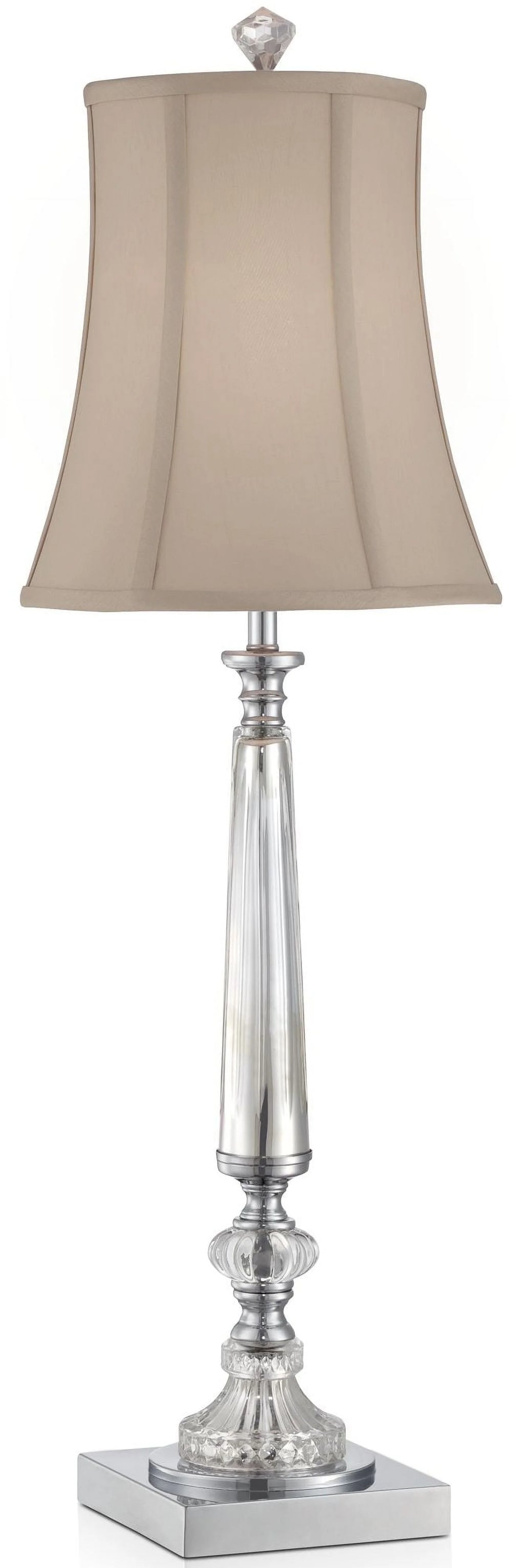 Traditional Buffet Table Lamp 32" Tall Clear Crystal Taupe Bell Shade E4380