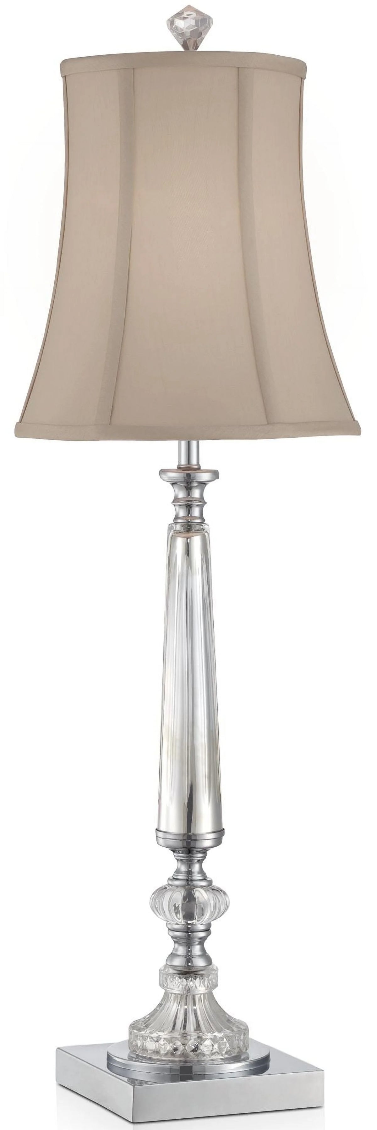 Traditional Buffet Table Lamp 32" Tall Clear Crystal Taupe Bell Shade E4380