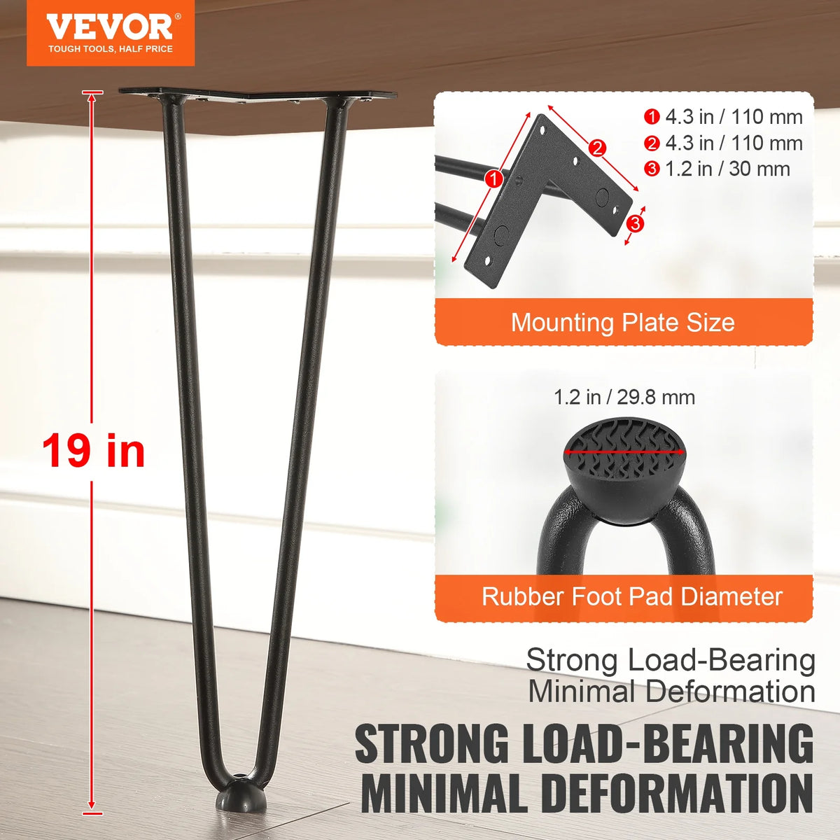 19" Solid Metal Heavy Duty Furniture Legs P742270
