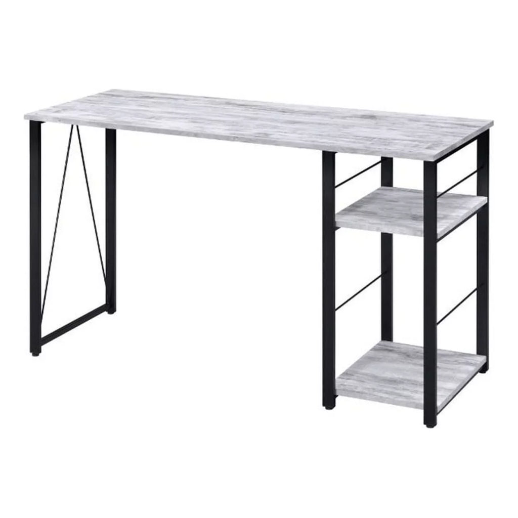 Antique White and Black Writing Desk with Rustic Wood Finish G88706