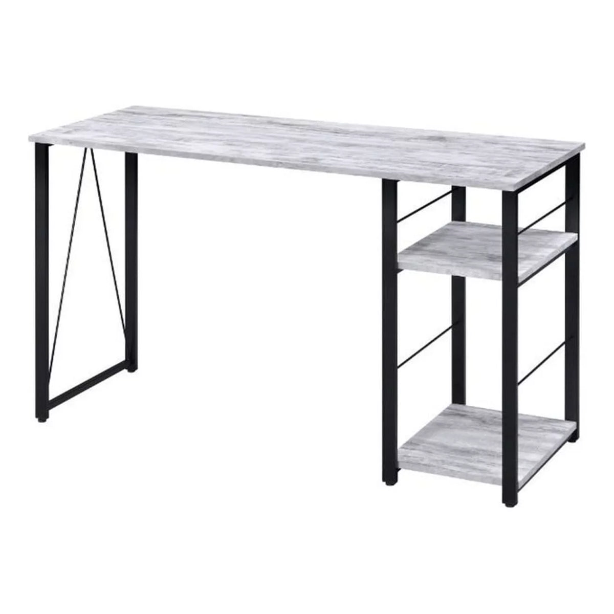 Antique White and Black Writing Desk with Rustic Wood Finish G88706
