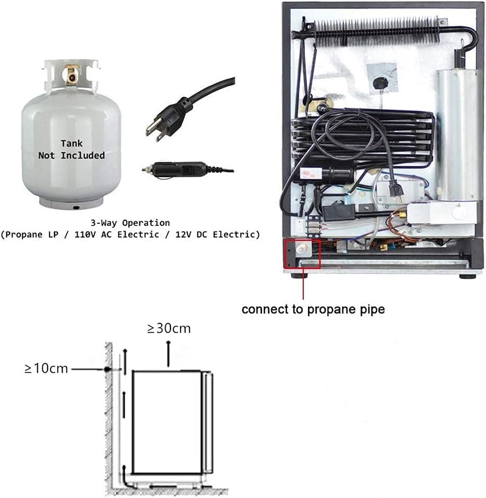 Black 3 Way Propane Refrigerator 2.1 Cu.Ft O4514