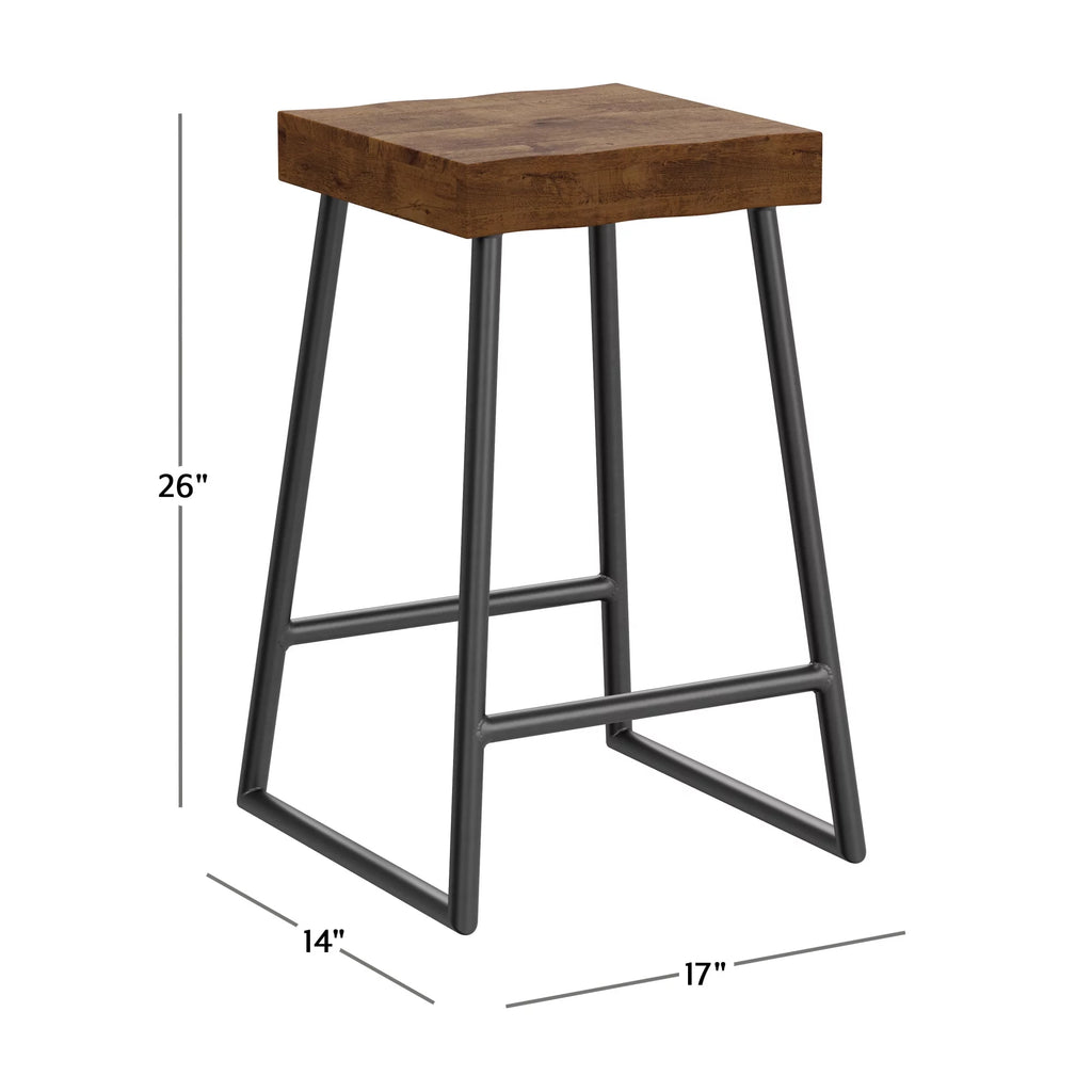 Natural Sheesham Wood Backless Counter Height Stool G653
