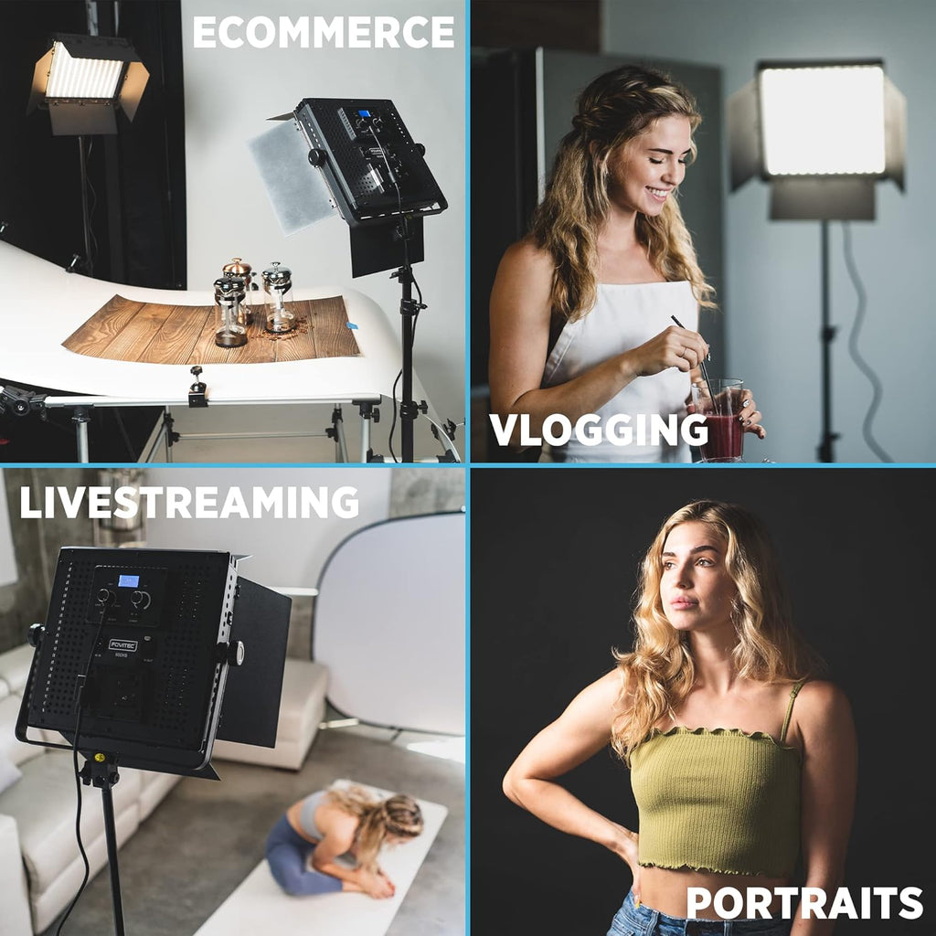 Portable 2-Light 600 LED Bi-Color Panel Kit with Cases & Stands H87252