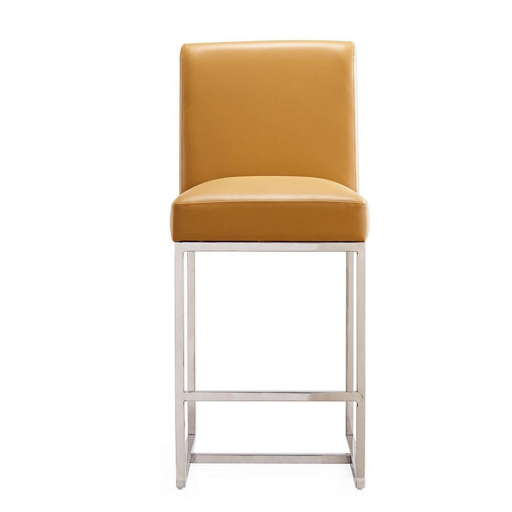 Camel Polished Chrome Stainless Steel Counter Height Bar Stool Set of 2 D672