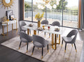 Marble Top Gold Stainless Steel 7Pcs Dining Room Set B42753
