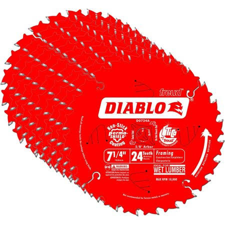 7-1/4-Inch 24T ATB Thin Kerf Framing Saw Blades, 10-Pack U249