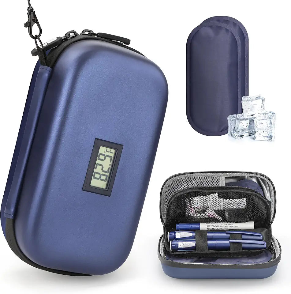 Insulin Cooler Travel Case with Temperature Display, TSA Approved with Ice Packs, Blue K360138