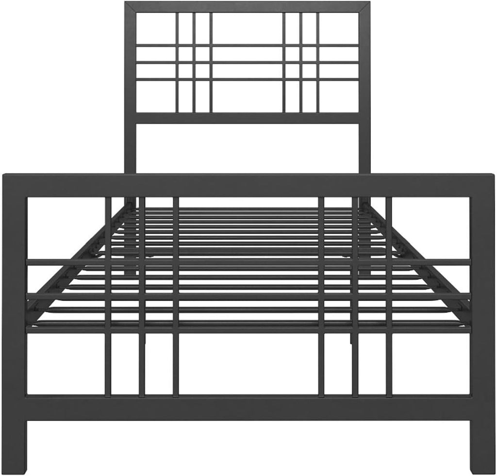 Twin Size Metal Bed Frame with Adjustable Storage N6314