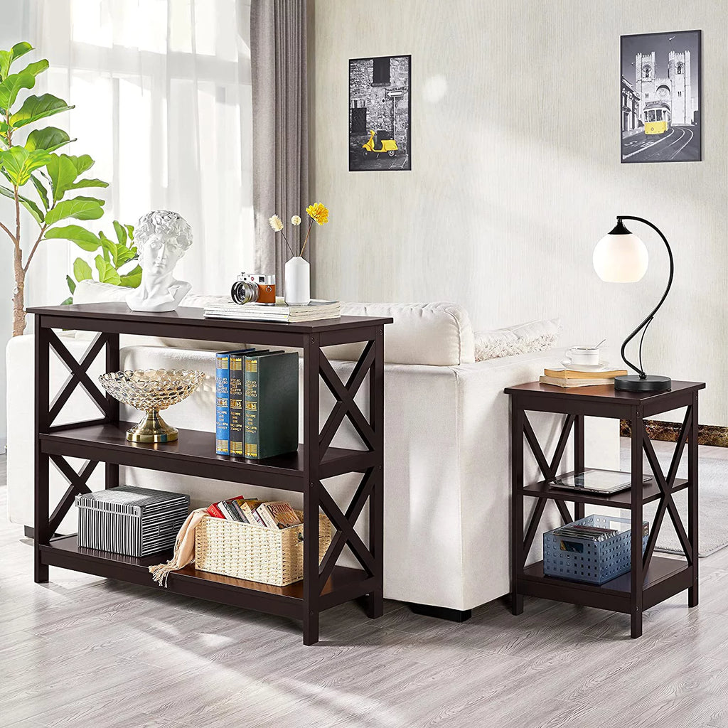 Espresso 3-Tier Console Table with Storage Shelves X57130