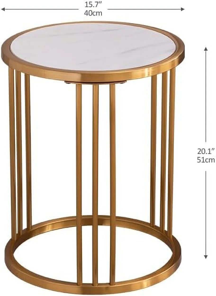 Round End Table with Golden Stainless Steel Frame Y7687