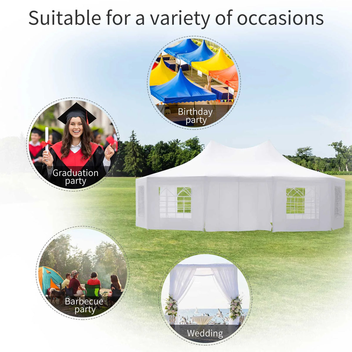 Canopy Party Event Tent with 2 Pull-Back Doors and Windows T411568