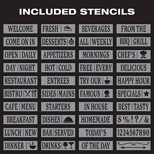 Heavy-Duty Sandwich Board Sidewalk Chalkboard Sign with Chalk Markers, Stencil Set, Chalk, Eraser D903449