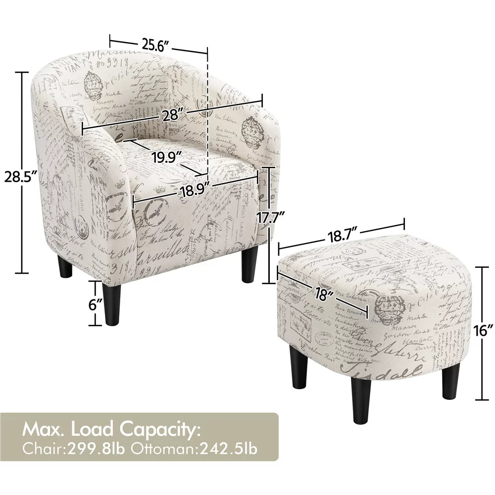 Velvet Accent Arm Chair and Ottoman Set Gray Y8622