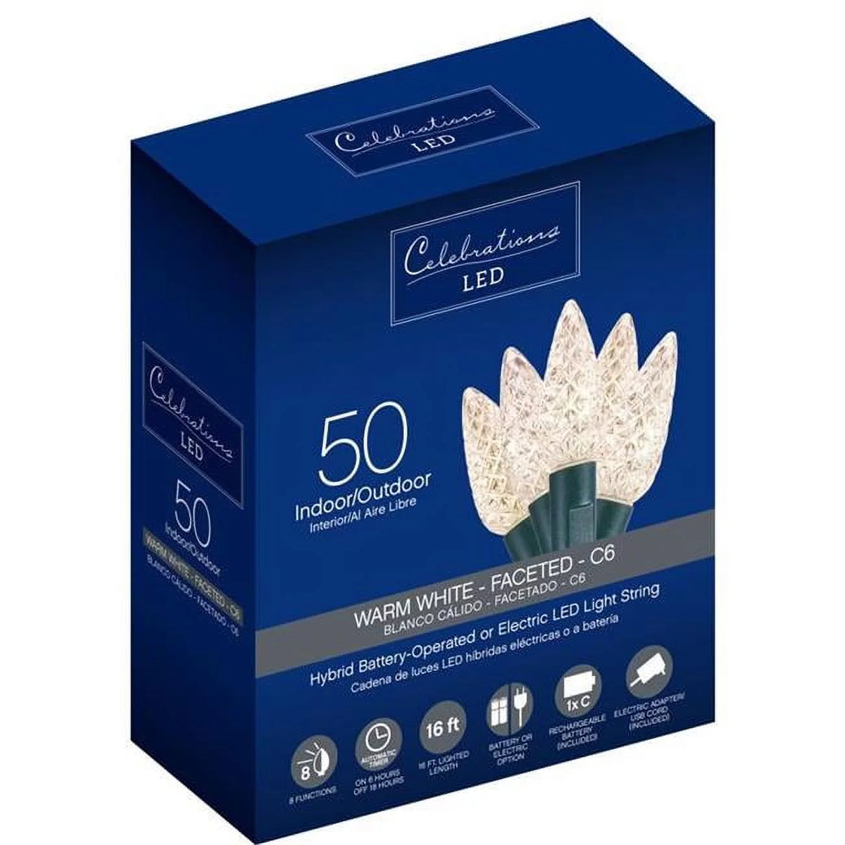 16 ft. LED C6 String Christmas Lights, Warm White - 50 Count M698103