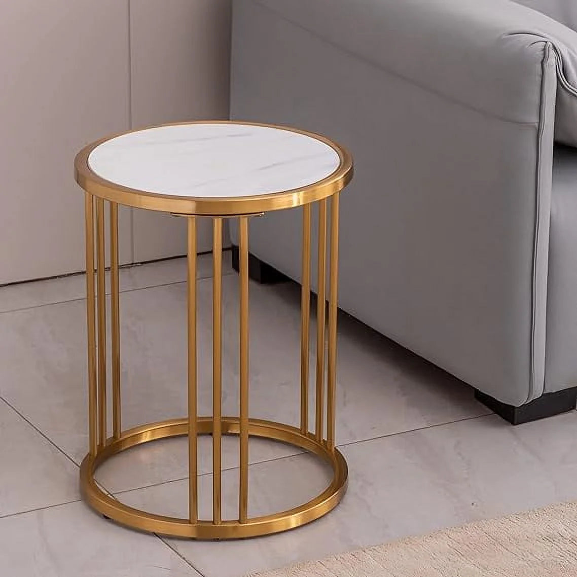 Round End Table with Golden Stainless Steel Frame Y7687