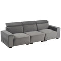 Dark gray flannel three-person sofa with side pockets W620